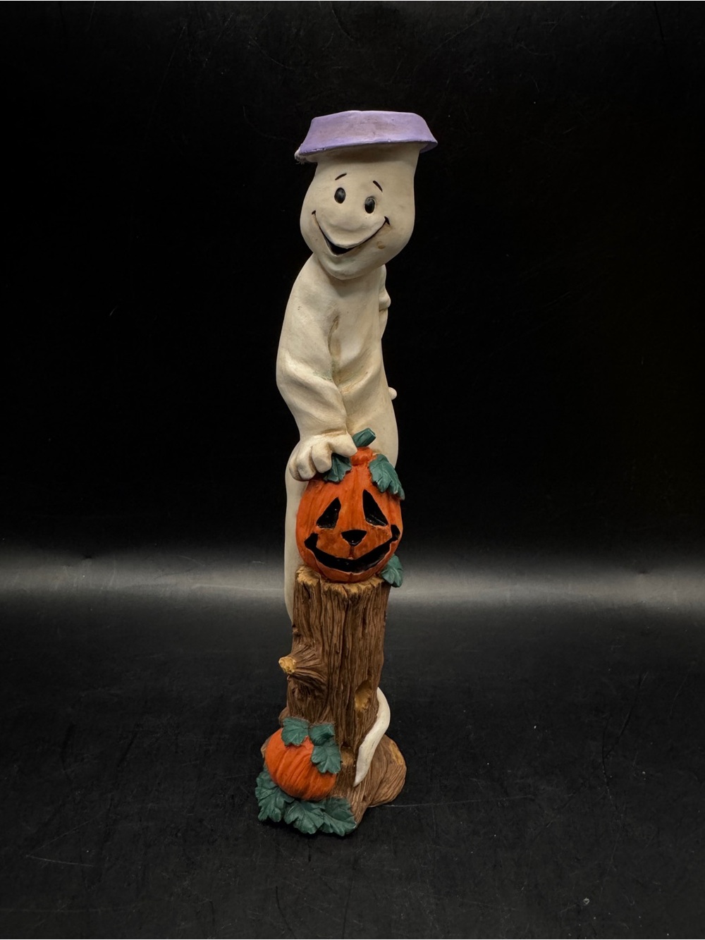 Vintage 1995 Halloween Ghost Jack o Lantern Resin Candle Holder Figurine 9.5”